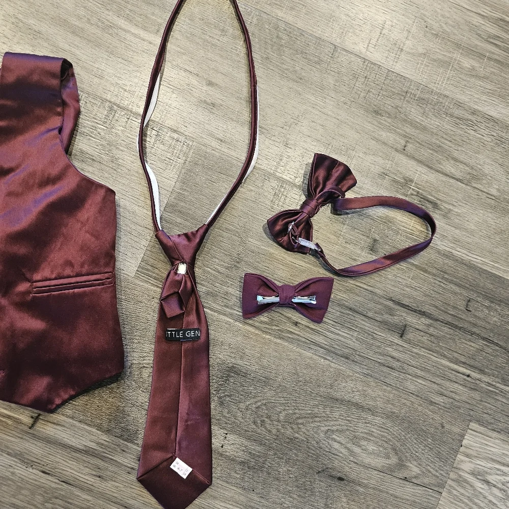Little Gents vest, tie and bows